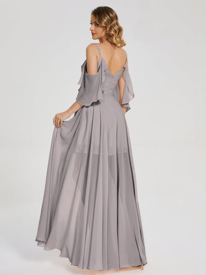 Lilah Asymmetrical Off the Shoulder Chiffon Bridesmaid Dress
