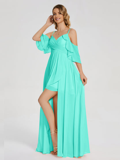 Lilah Asymmetrical Off the Shoulder Chiffon Bridesmaid Dress
