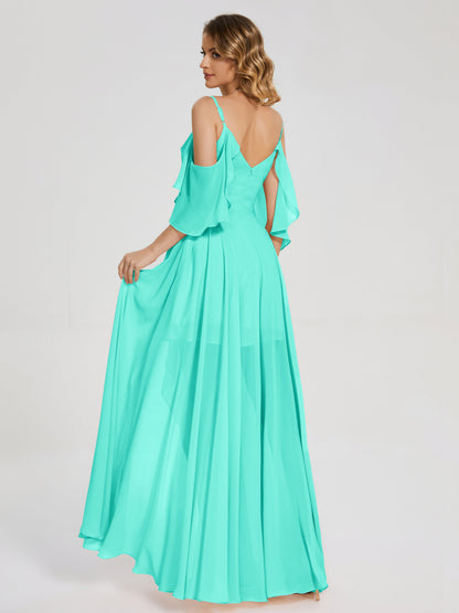 Lilah Asymmetrical Off the Shoulder Chiffon Bridesmaid Dress