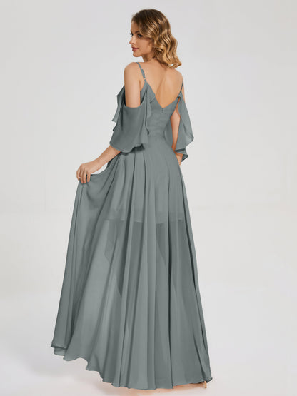 Lilah Asymmetrical Off the Shoulder Chiffon Bridesmaid Dress