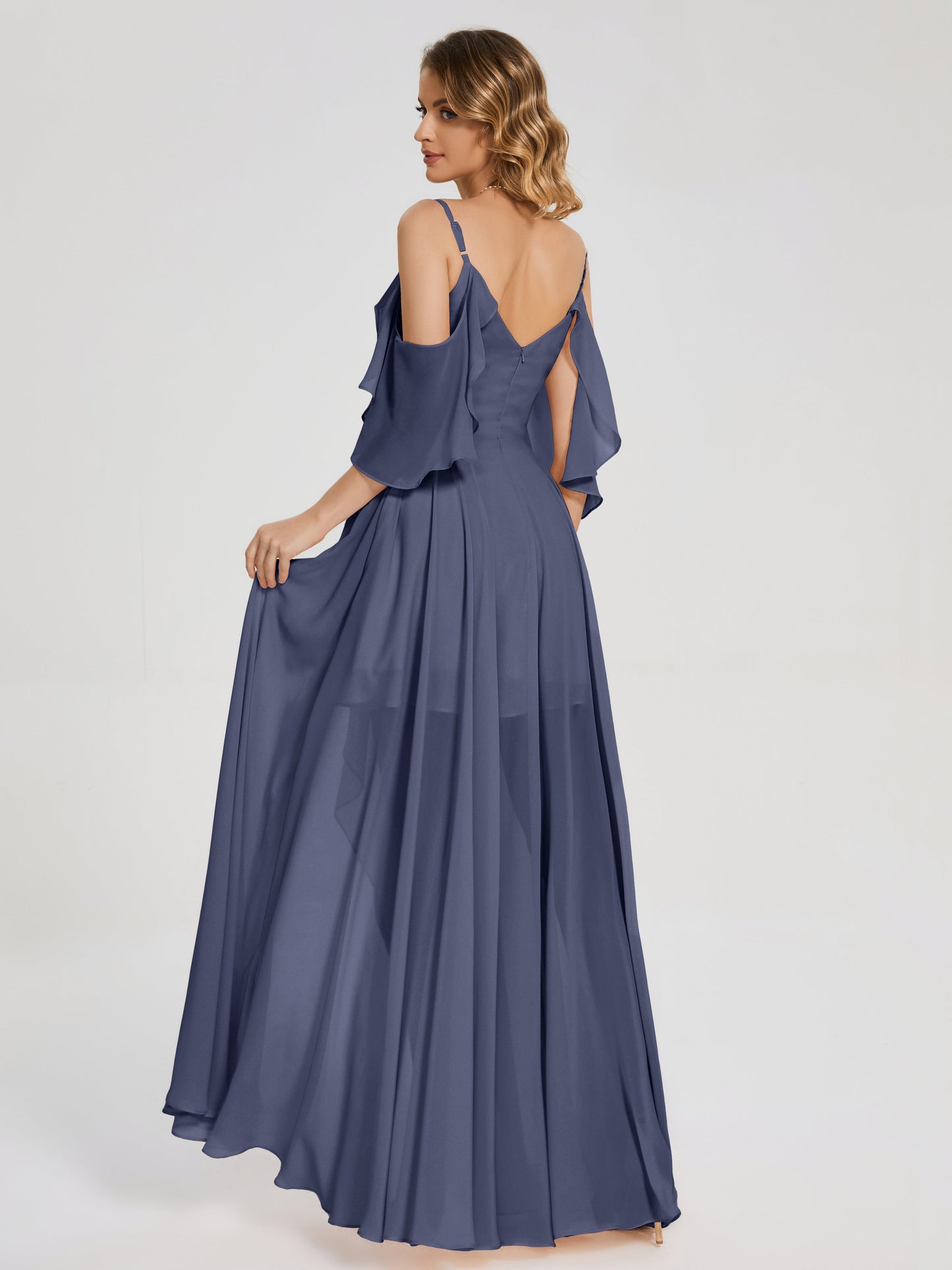 Lilah Asymmetrical Off the Shoulder Chiffon Bridesmaid Dress