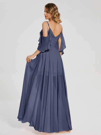 Lilah Asymmetrical Off the Shoulder Chiffon Bridesmaid Dress
