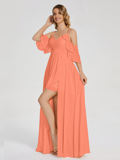 Lilah Asymmetrical Off the Shoulder Chiffon Bridesmaid Dress