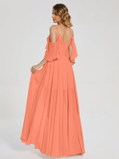 Lilah Asymmetrical Off the Shoulder Chiffon Bridesmaid Dress
