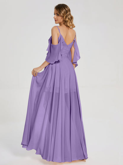 Lilah Asymmetrical Off the Shoulder Chiffon Bridesmaid Dress