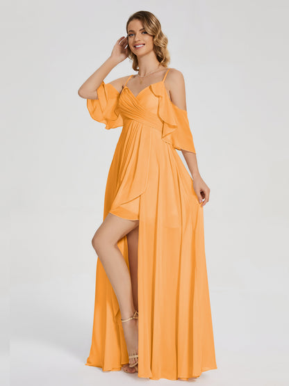 Lilah Asymmetrical Off the Shoulder Chiffon Bridesmaid Dress