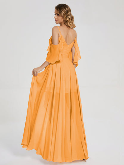 Lilah Asymmetrical Off the Shoulder Chiffon Bridesmaid Dress