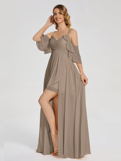 Lilah Asymmetrical Off the Shoulder Chiffon Bridesmaid Dress