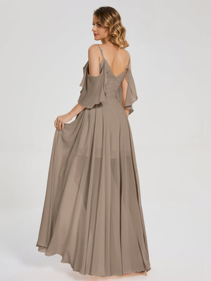Lilah Asymmetrical Off the Shoulder Chiffon Bridesmaid Dress