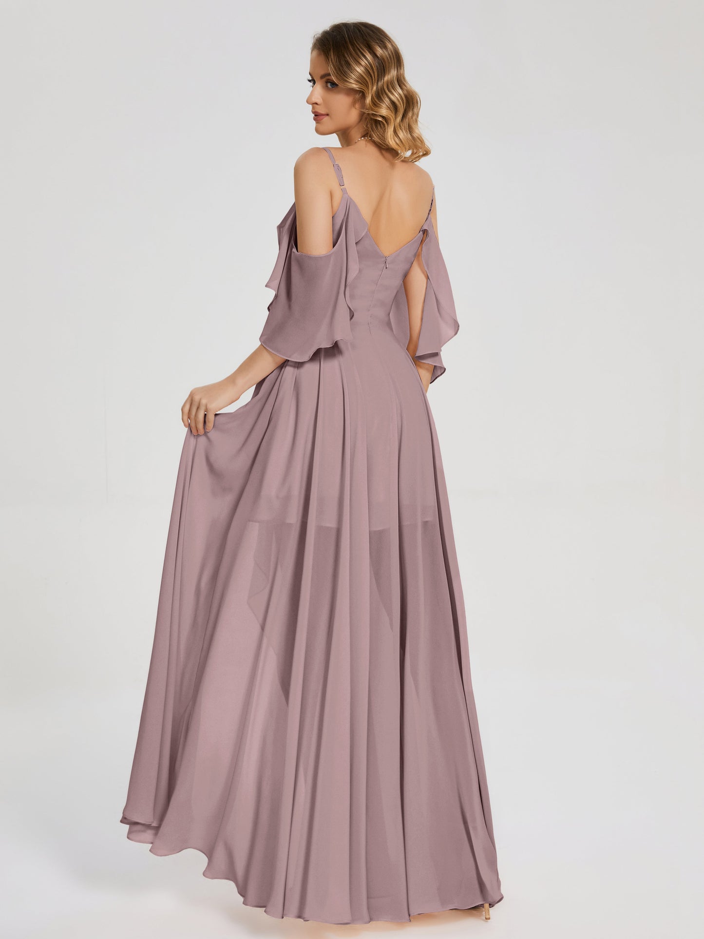 Lilah Asymmetrical Off the Shoulder Chiffon Bridesmaid Dress