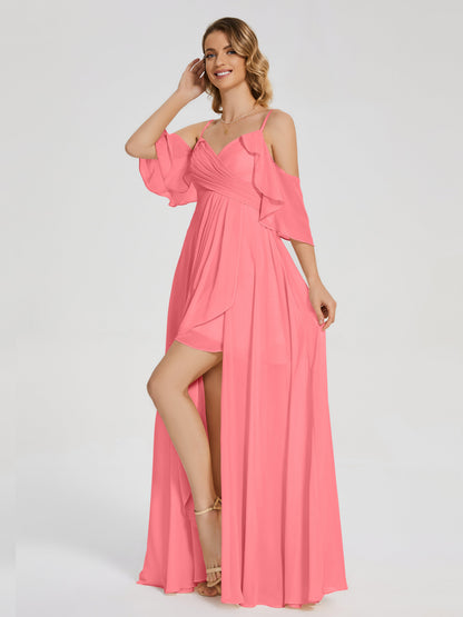 Lilah Asymmetrical Off the Shoulder Chiffon Bridesmaid Dress