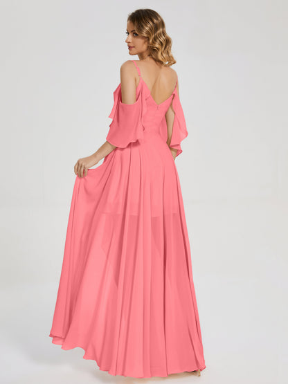 Lilah Asymmetrical Off the Shoulder Chiffon Bridesmaid Dress