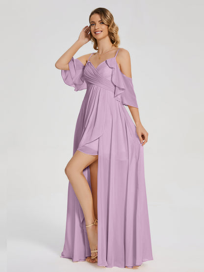 Lilah Asymmetrical Off the Shoulder Chiffon Bridesmaid Dress