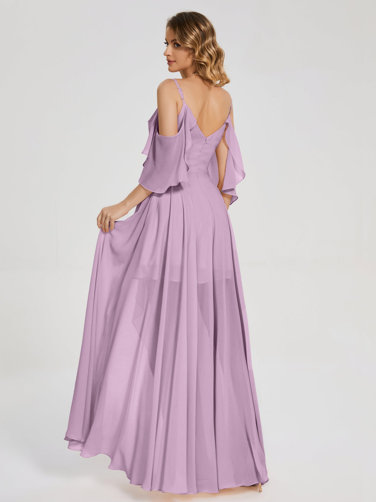 Lilah Asymmetrical Off the Shoulder Chiffon Bridesmaid Dress