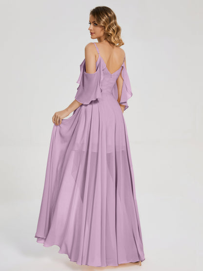 Lilah Asymmetrical Off the Shoulder Chiffon Bridesmaid Dress
