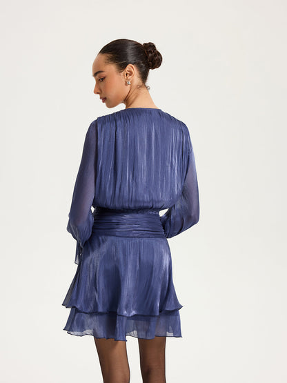 Ruched Waist Ruffle Mini Dress