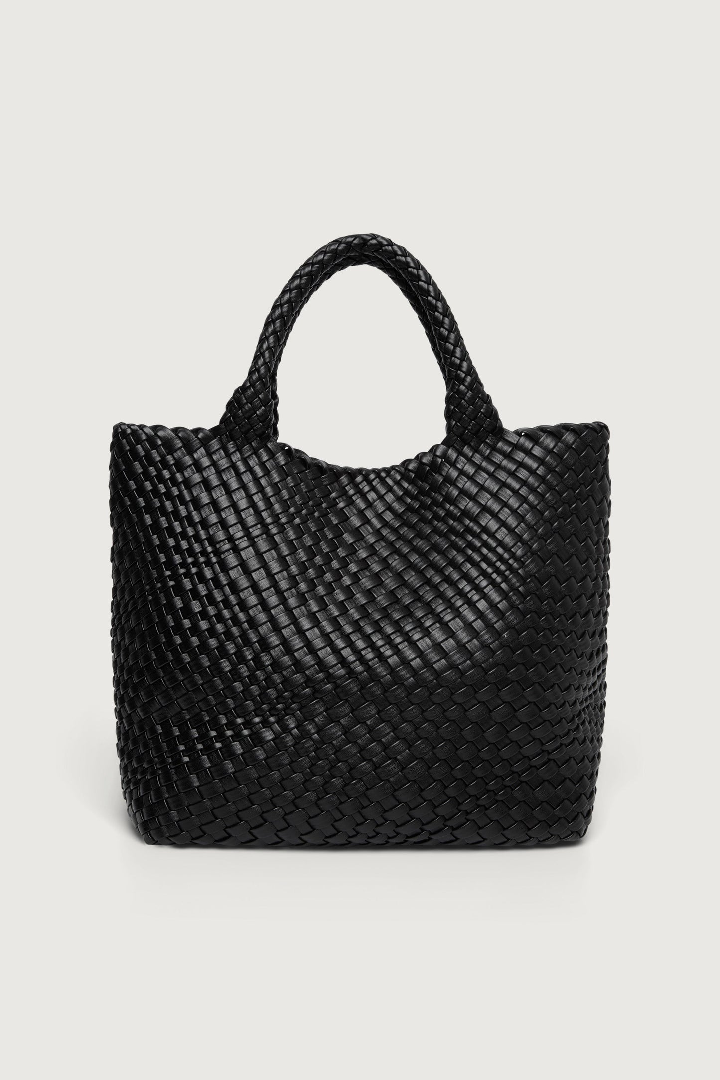 WOVEN VEGAN LEATHER TOTE BAG