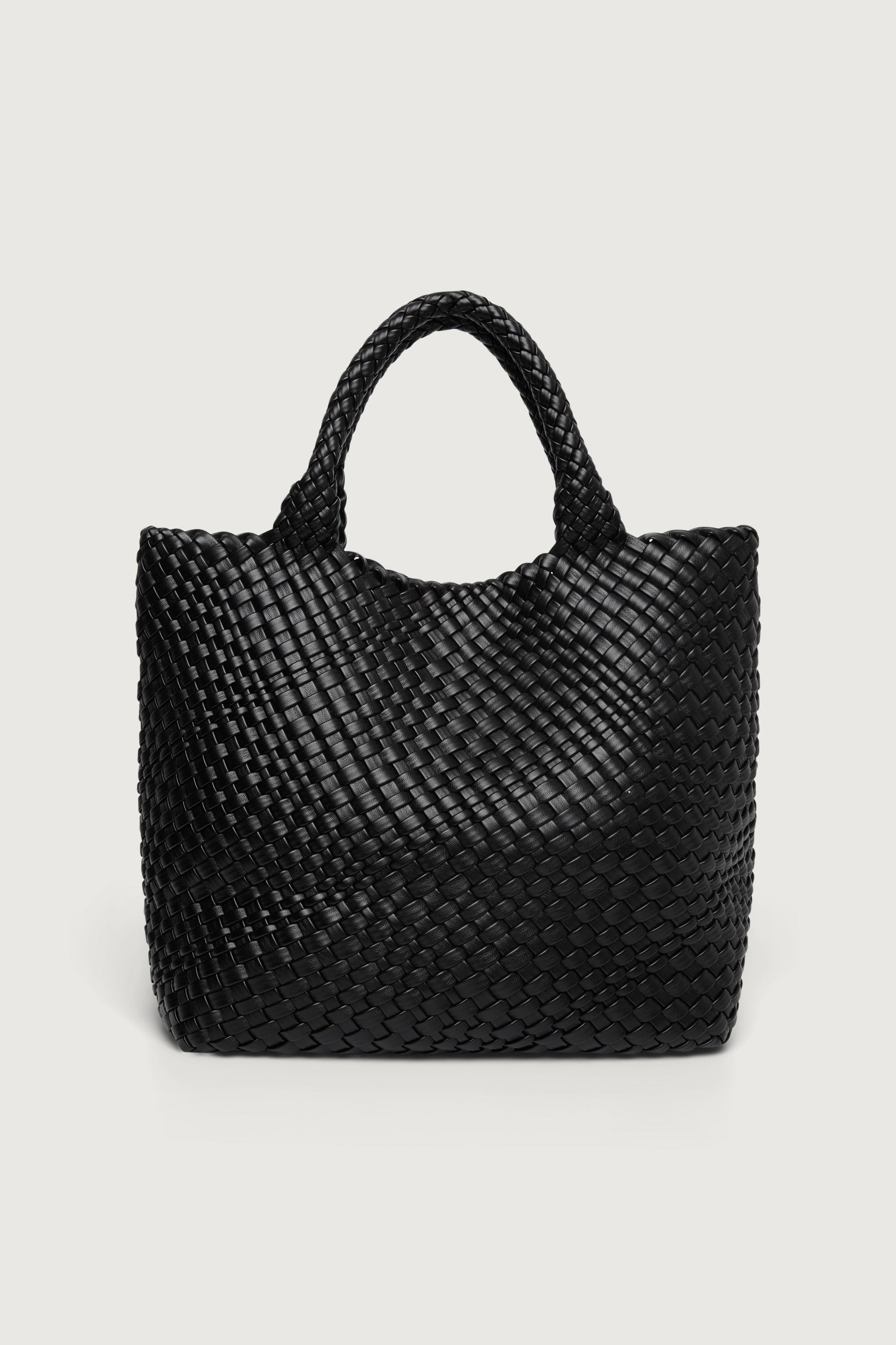 WOVEN VEGAN LEATHER TOTE BAG