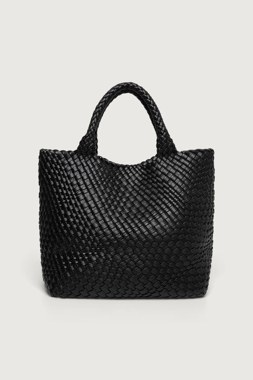 WOVEN VEGAN LEATHER TOTE BAG