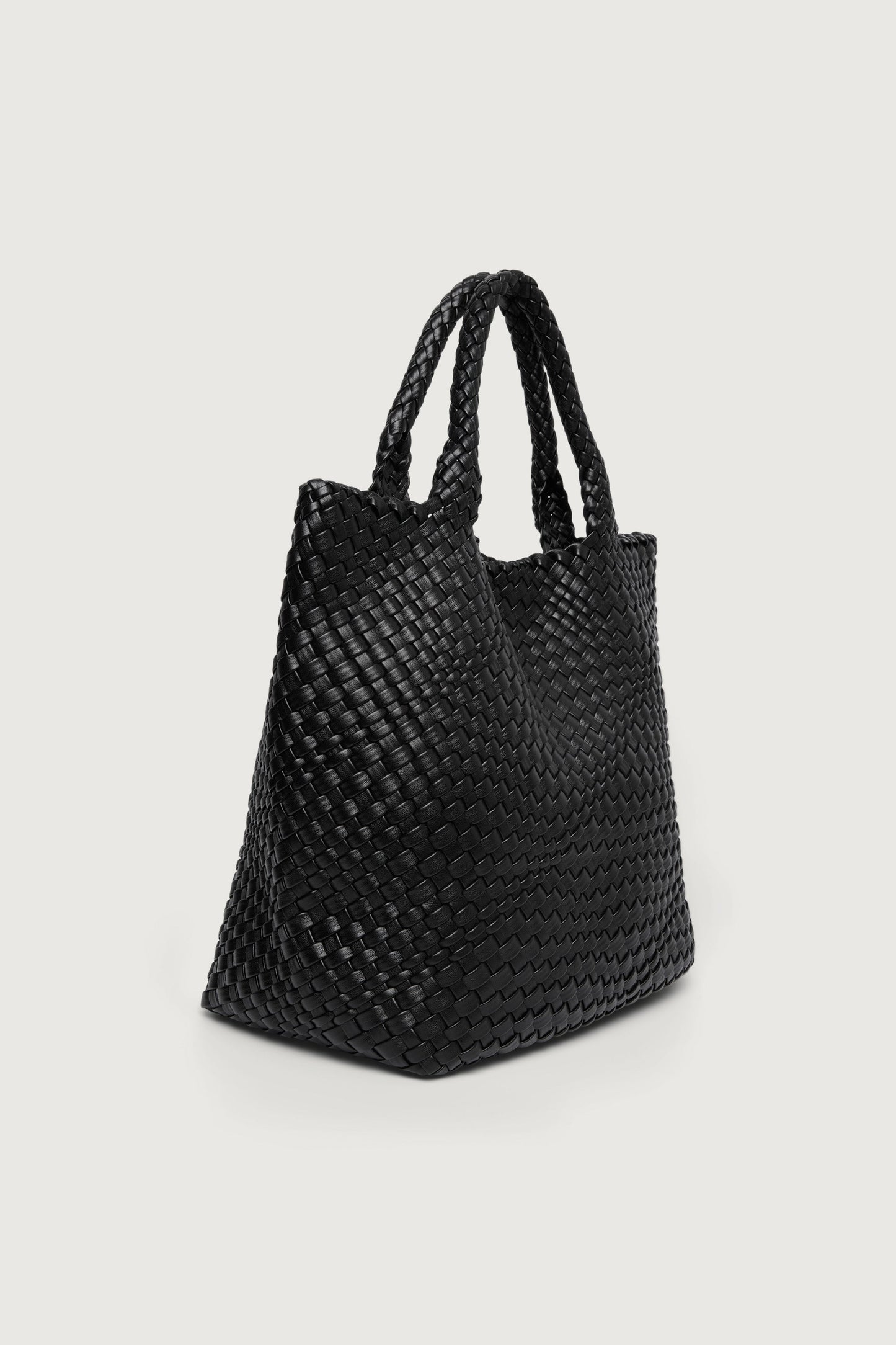 WOVEN VEGAN LEATHER TOTE BAG