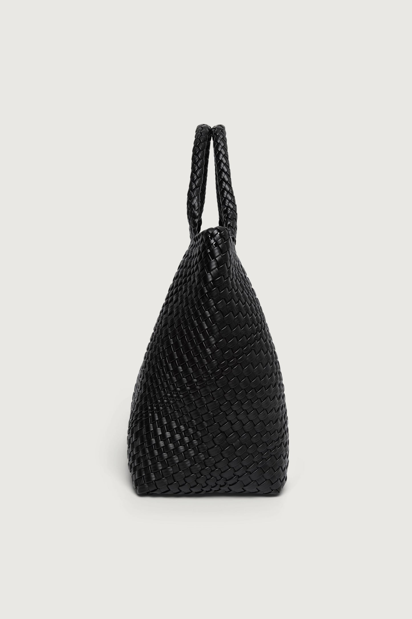 WOVEN VEGAN LEATHER TOTE BAG