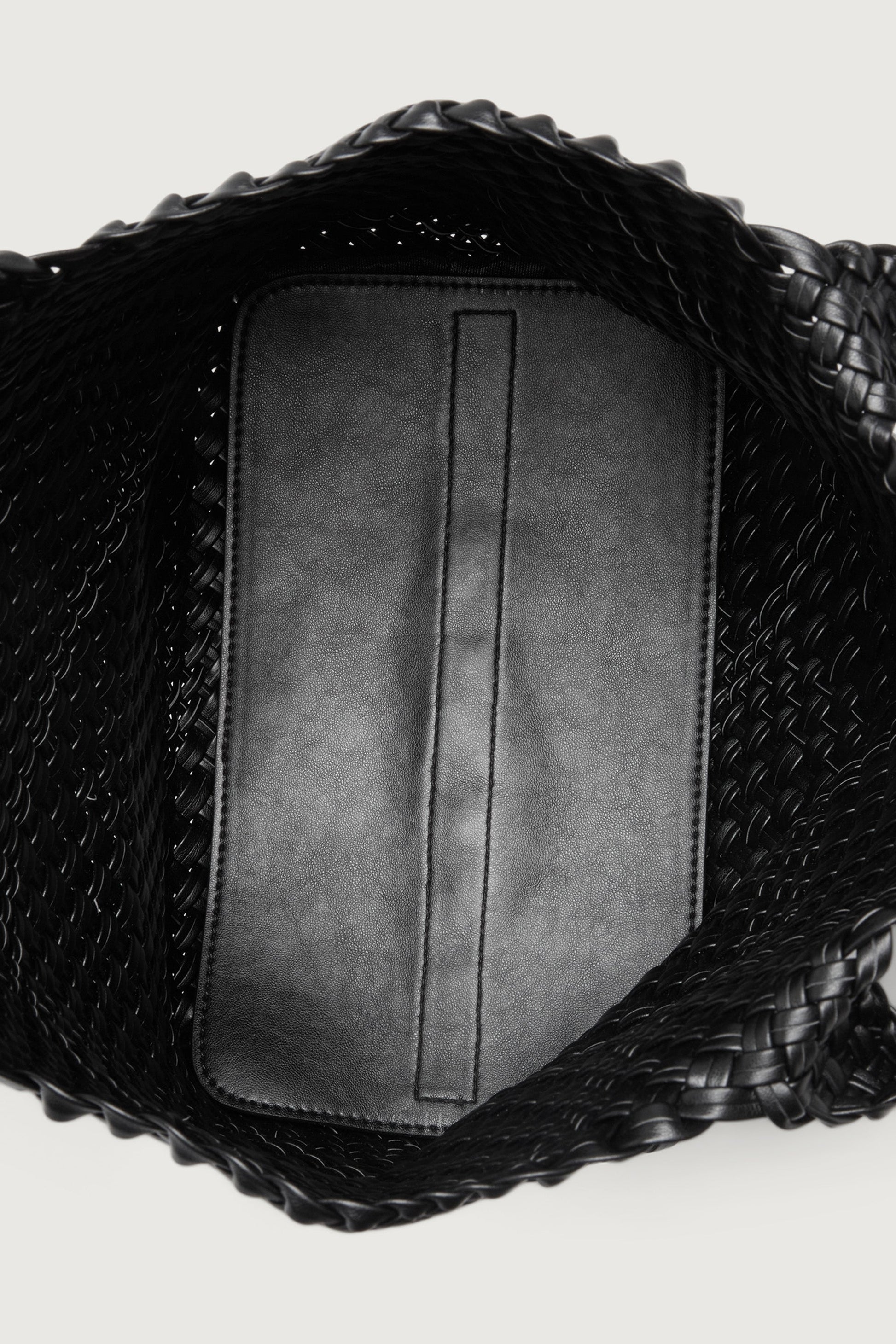 WOVEN VEGAN LEATHER TOTE BAG