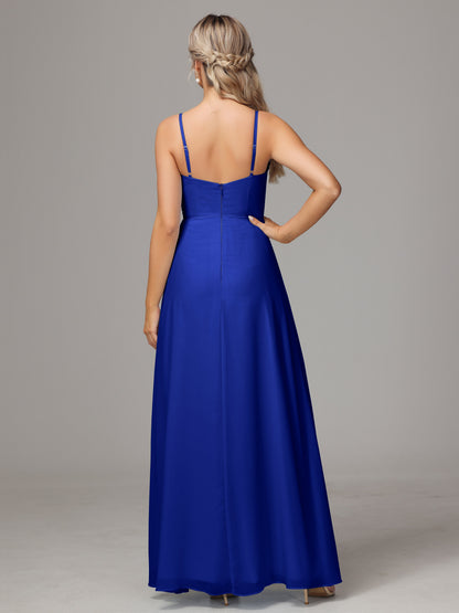 Spaghetti Straps Sweetheart Chiffon Bridesmaid Dress With Slit