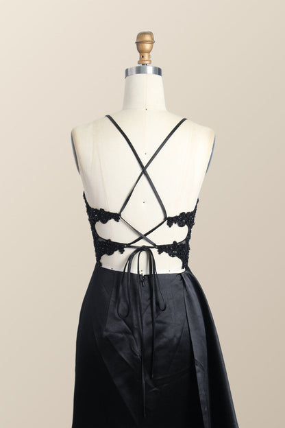 Straps Red Lace and Satin Mermaid Formal Dress
