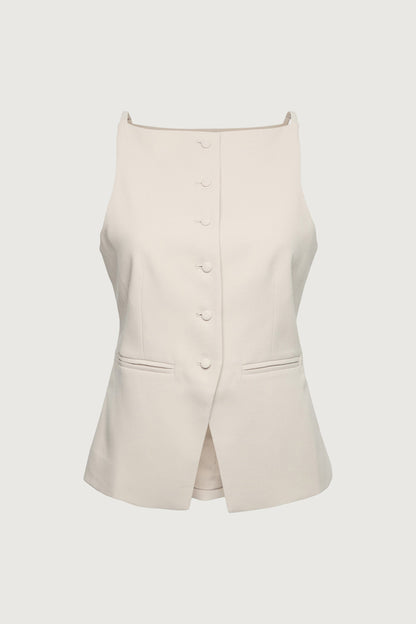 HIGH NECKLINE BUTTON VEST