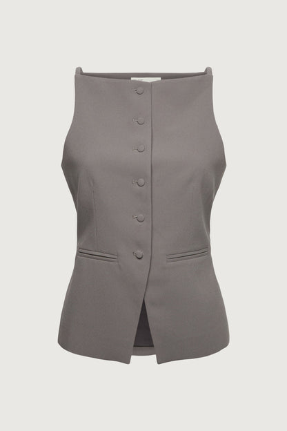 HIGH NECKLINE BUTTON VEST