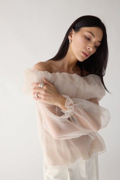 SHEER OFF THE SHOULDER TOP