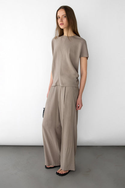 CRINKLED RAYON SHORT SLEEVE TOP