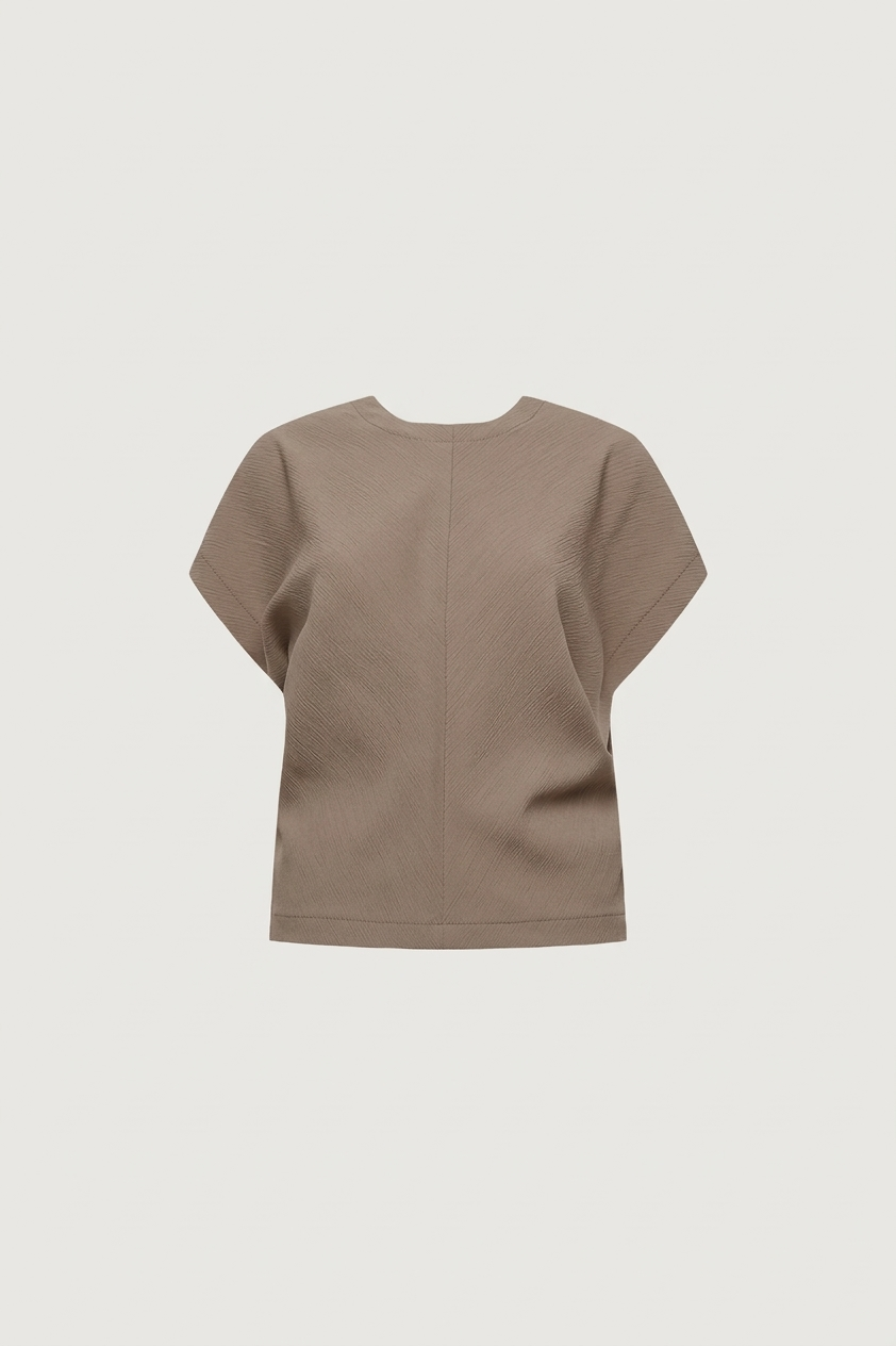 CRINKLED RAYON SHORT SLEEVE TOP