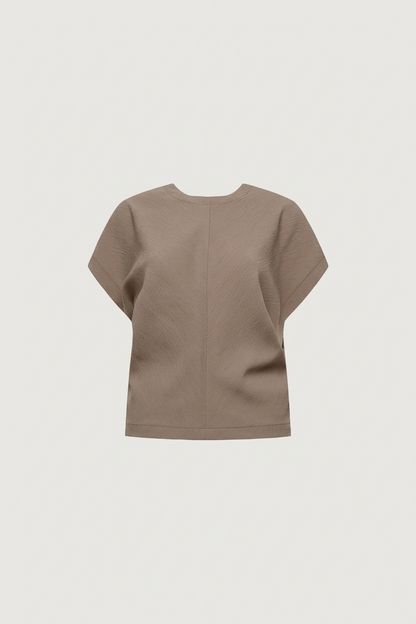 CRINKLED RAYON SHORT SLEEVE TOP