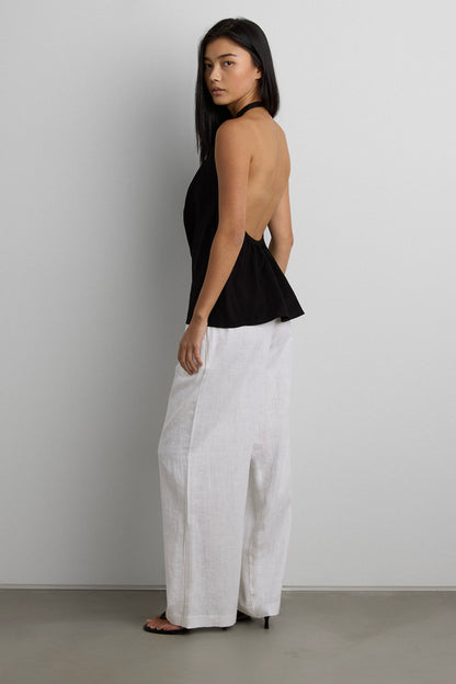 CRINKLED RAYON COWL NECK HALTER TOP