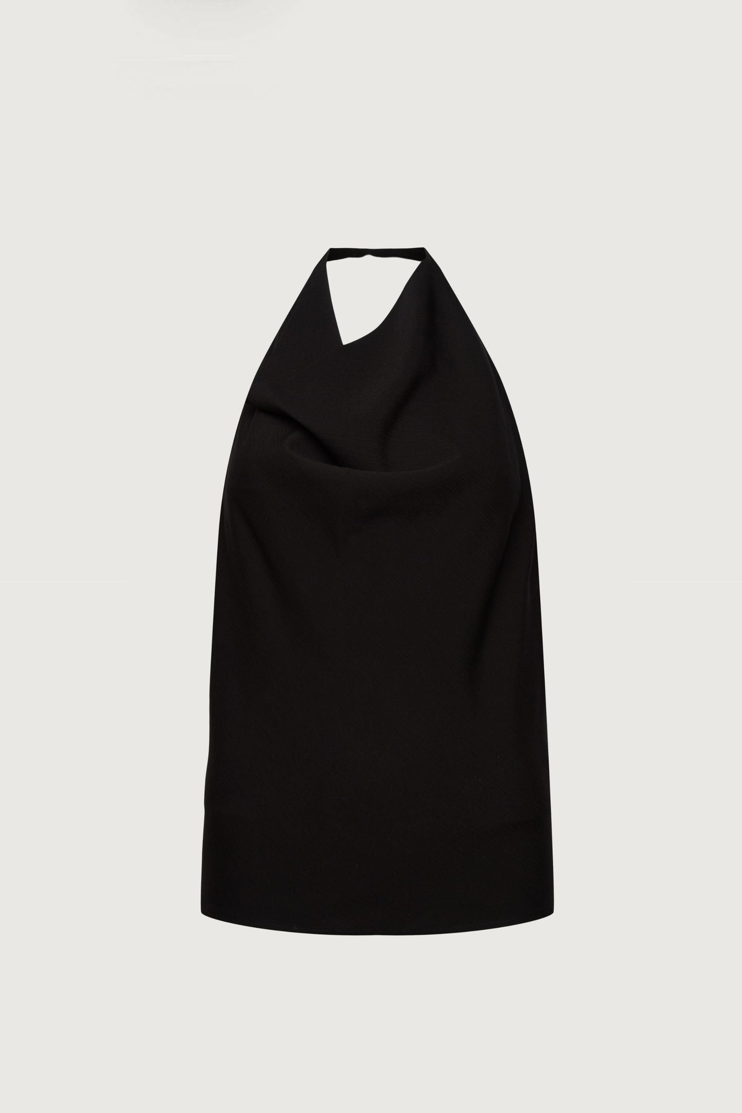 CRINKLED RAYON COWL NECK HALTER TOP