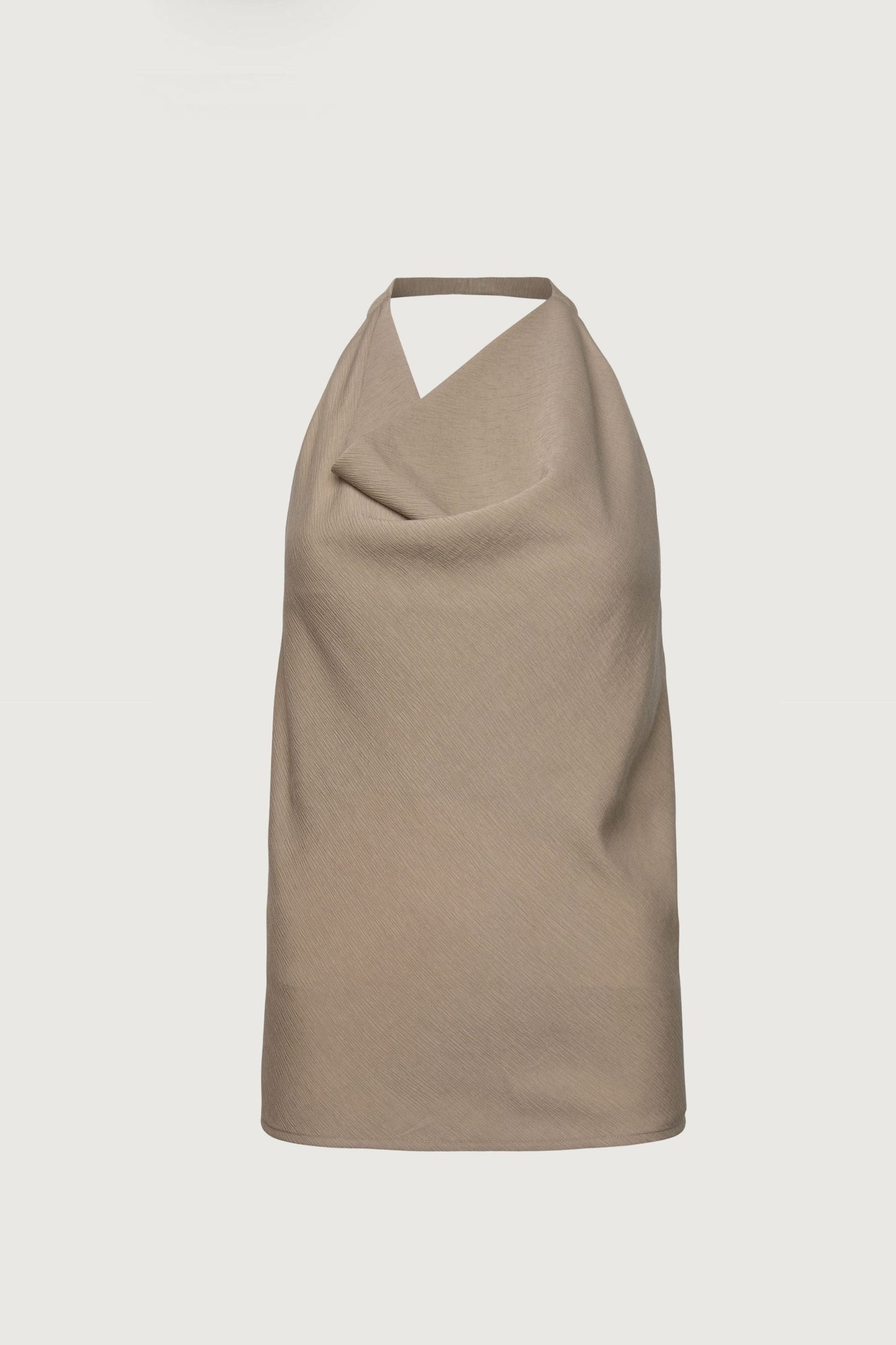 CRINKLED RAYON COWL NECK HALTER TOP
