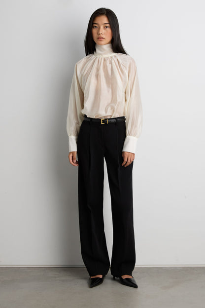 BLOUSE WITH TIE NECK DETAIL