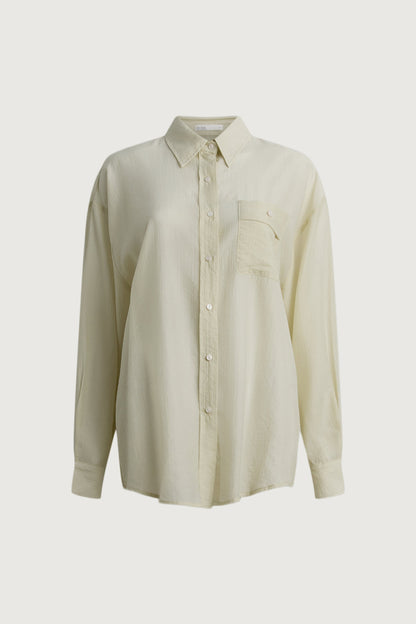 SHEER OVERSIZED BUTTON UP SHIRT