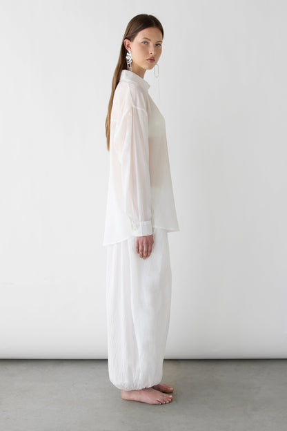 SHEER OVERSIZED BUTTON UP SHIRT