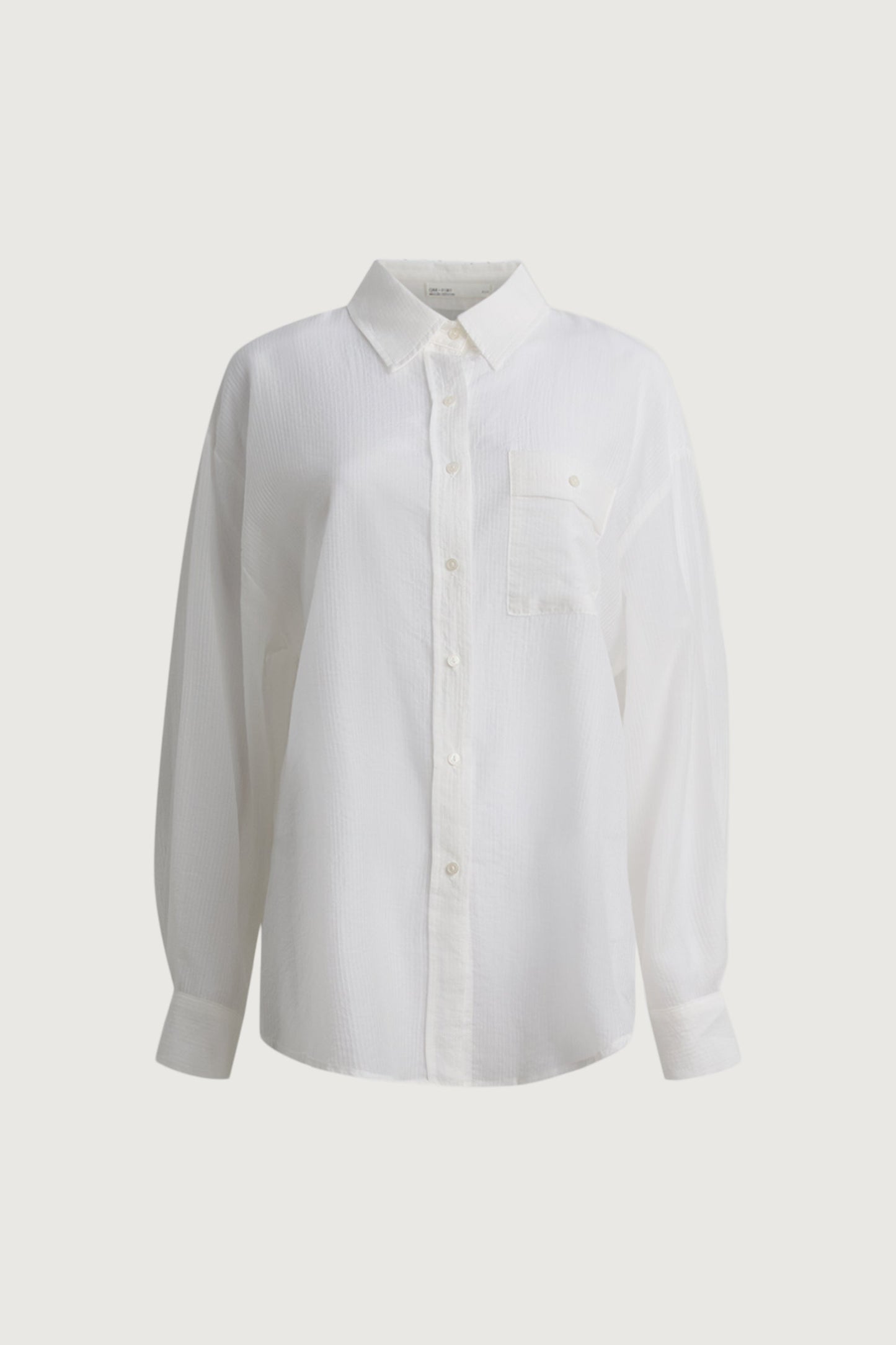 SHEER OVERSIZED BUTTON UP SHIRT