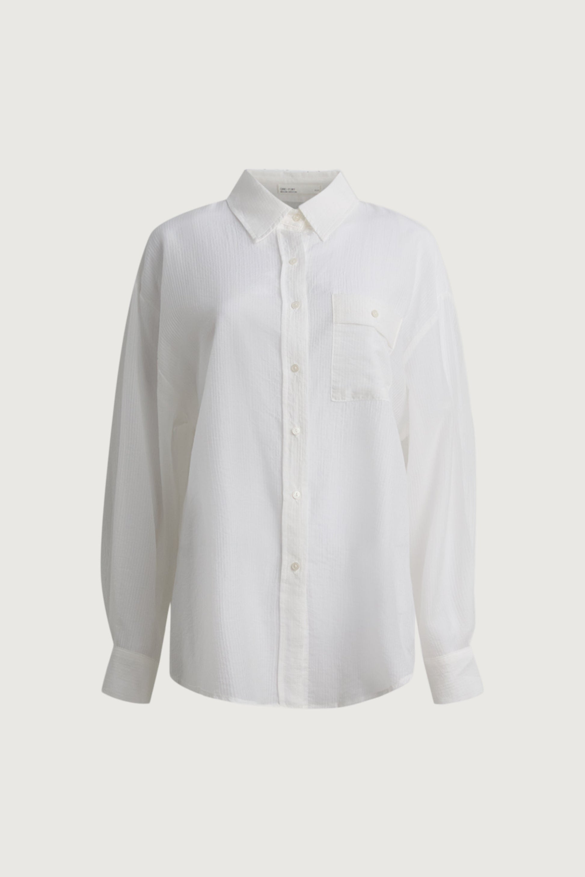 SHEER OVERSIZED BUTTON UP SHIRT