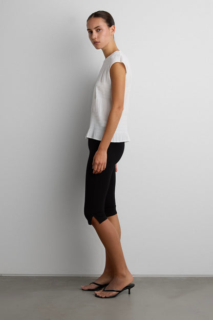 TEXTURED SHIRRING PLISSE BLOUSE