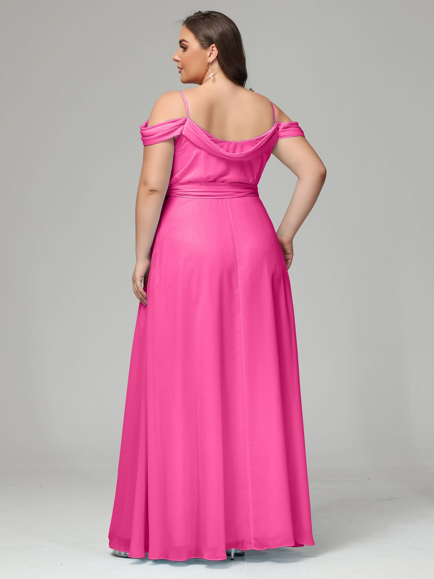 Off The Shoulder Plus Size Chiffon Long Bridesmaid Dresses