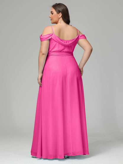 Off The Shoulder Plus Size Chiffon Long Bridesmaid Dresses