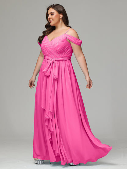 Off The Shoulder Plus Size Chiffon Long Bridesmaid Dresses