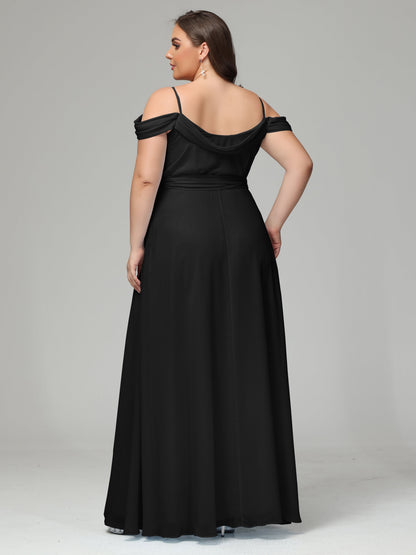 Off The Shoulder Plus Size Chiffon Long Bridesmaid Dresses