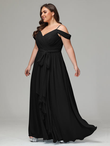 Off The Shoulder Plus Size Chiffon Long Bridesmaid Dresses
