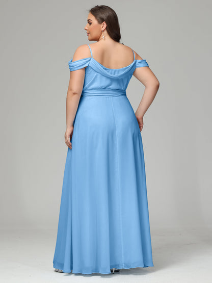 Off The Shoulder Plus Size Chiffon Long Bridesmaid Dresses