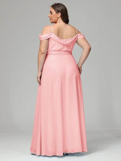 Off The Shoulder Plus Size Chiffon Long Bridesmaid Dresses
